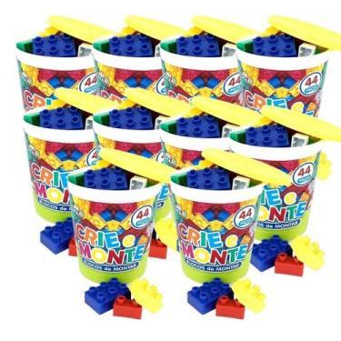Imagem de Kit 10 Blocos De Montar Educativo Infantil Brinquedo 44 Pçs - Mini Toy