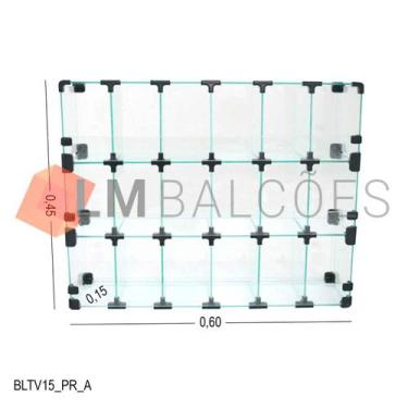 Imagem de Baleiro Expositor Preto de Vidro 0,60 x 0,45 x 0,15m - LM Balcoes