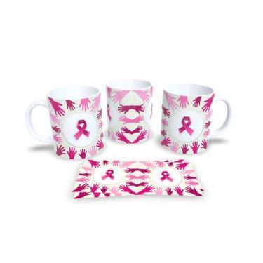 Imagem de Canecas Branca de Porcelana Personalizadas Outubro Rosa - Estampa Subl
