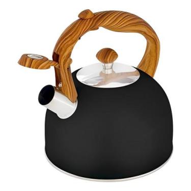 Imagem de Chaleira Wood Preta Aço Inox e Madeira 2,5 Litros 07715- Mor