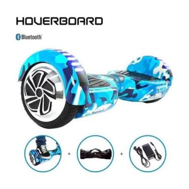 Imagem de Hoverboard Skate Elétrico 6.5 Azul Camuflado Star Led Bluetooth com bo