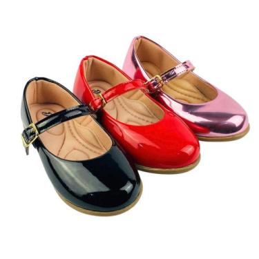 Imagem de Kit Com 3 Pares Sapatilha Infantil Menina Boneca Verniz Confortável SP