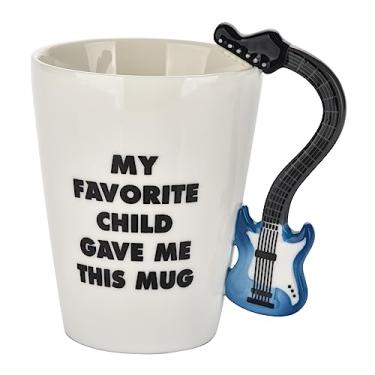 Imagem de BUYNEED My Favorite Child Gave Me This Caneca de guitarra, canecas de café de guitarra, presentes para guitarristas, caneca de cerâmica para guitarra, presentes de aniversário de guitarra, presentes