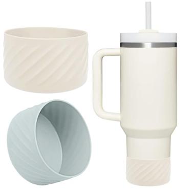 Imagem de LUCKINEE 2 peças de protetor de base de bota de silicone para Stanley Quencher Adventure 1,134 g e IceFlow 590 ml acessórios de garrafa de água, fundo de silicone para copo Stanley