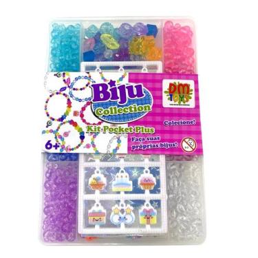 Imagem de Kit Miçanga Infantil Colorida Kit Pocket Plus Biju - Dm Toys, Branco