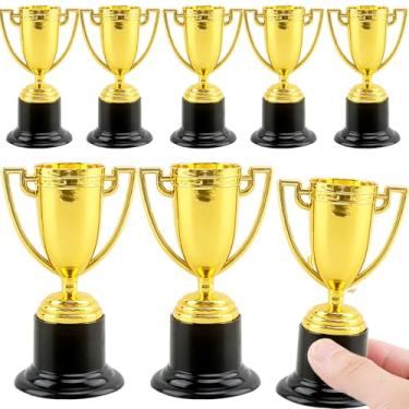 Imagem de Cotiny 8 peças mini troféus de 15 cm copos de troféu de plástico dourado pequenos troféus a granel para crianças participação em torneios esportivos recompensas competições lembrancinhas de festa