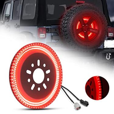 Imagem de SUPAREE Luz de freio de pneu sobressalente de 3 lados, luz de roda de LED de 400 peças, luz de freio Plug-N-Play 3º terço compatível com Jeep Wrangler 2007-2018 JK JKU YJ TJ, luz vermelha brilhante