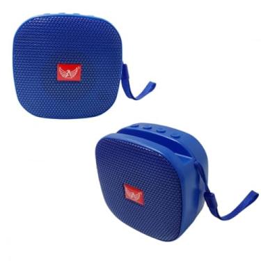 Imagem de Caixa de Som Bluetooth 5W Portátil, Alça e Suporte para Celular, Entrada Micro SD e Auxiliar, Azul