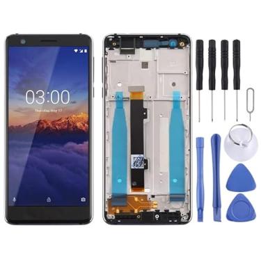 Imagem de Substituição da tela móvel Tela TFT LCD para Nokia 3.1 TA-1049 TA-1057 TA-1063 TA-1070 Digitalizador Conjunto completo com quadros e teclas laterais (preto) Ecrã LCD