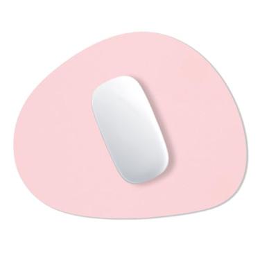 Imagem de Hsurbtra Mouse Pad, mousepad oval pequeno texturizado premium 21 x 19 cm rosa, grosso 3 mm antiderrapante à prova d'água borracha bonito tapete de computador para escritório, casa, jogos, laptop,
