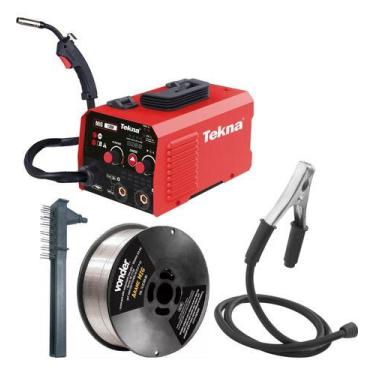 Imagem de Kit Máquina Inversora Solda Tekna Mig Sem Gás Com Arame 220v