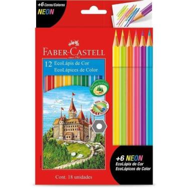 Imagem de Lápis de Cor Sextavado Estojo 18 Cores 6 Neon - Faber Castell