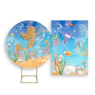 Imagem de Painel De Festa Redondo 1,50x1,50 + Painel Vertical 1,50x2,20 - Fundo 