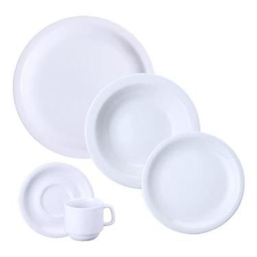 Imagem de Jogo Jantar Chá 50 Peças Porcelana Branca Schmidt 10 Pessoas - Porcela