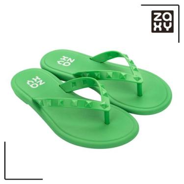 Imagem de Sandália Rasteira Grendene Zaxy Pop Copa Leve Confortável, Verde, 37