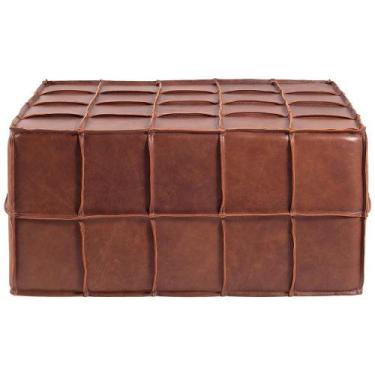 Imagem de Puff Decorativo Mercury 80x80 Couro Mel G34 - Gran Belo