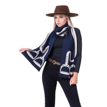 Imagem de Manta Estreita Estribos - Empório Horse, Azul Marinho