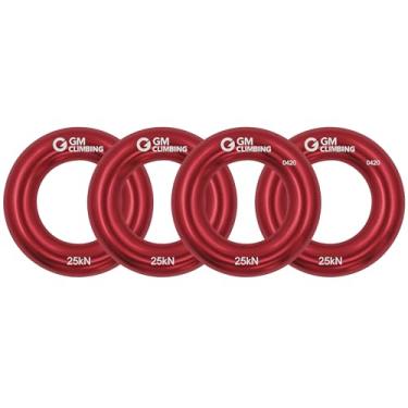 Imagem de Anel de Rappel GM CLIMBING 25KN para escalada de rochas Arborist Rescue Slackline Hammock Pack, 1. Small-Red, Pack of 4