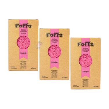 Imagem de Kit 3 Foffs Esponja Vegetal de Celulose Banho Akora, Rosa