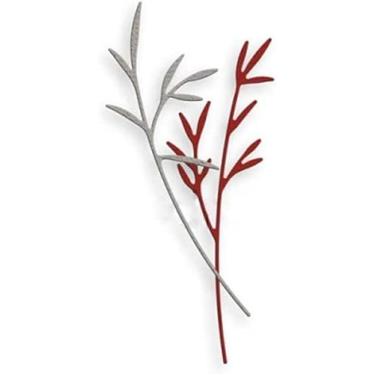 Imagem de Folhas de flores, matrizes de corte de metal, faça você mesmo, álbum de recortes, papel artesanal, molde de faca, estêncil para cartão, letras de flores, ramo de rattan, grama, espigão, faca, molde de