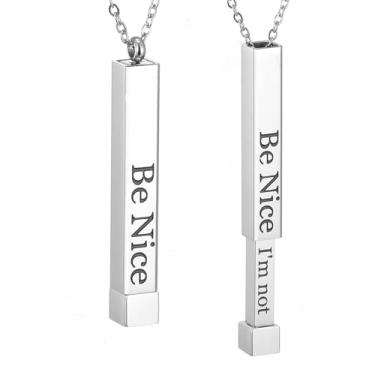 Imagem de SKQIR Be Kind of a Badass Colares femininos com mensagem oculta para melhores amigas irmãs, presentes inspiradores engraçados, colares com pingente de barra vertical, joias, presentes de mordaça para