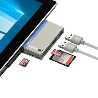 Imagem de LINKUP - Hub adaptador de micro leitor de memória compatível com Surface Pro (3/4/5/6) para cartão SD | Estação de ancoragem 6 em 1 | 2 x USB-A 3.0 SD/TF/MicroSD 5Gbps | Mini Dock Slot aberto para