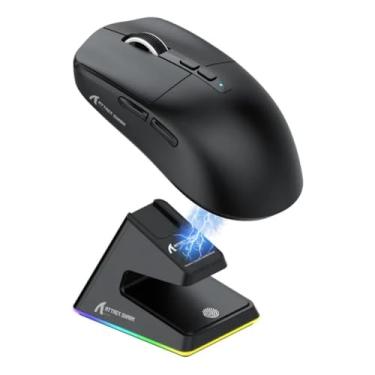 Imagem de Attack Shark X6 Bluetooth Mouse Gamer Pixart Paw3395 Trimodo, Cabo Trimodo/2,4 GHz/BT5.2, 26K DPI, Sensor Óptico PAW3395, Interruptor HUANO, 5 Botões Programáveis, PC/Mac (Preto,Moderno)