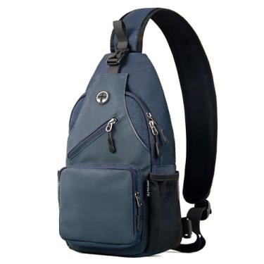 Imagem de Javolto Bolsa tiracolo tiracolo mochila transversal para viagem e caminhada, Azul marinho, Small, Bolsa tiracolo