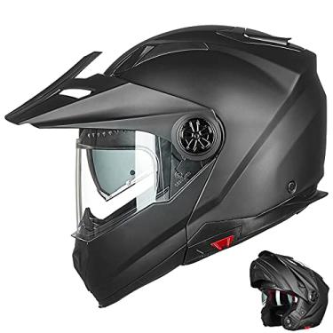 Imagem de ILM Capacete modular de quadriciclo de rosto inteiro para motocicleta com viseira Pinlock antiembaçante para homens e mulheres DOT (preto fosco)