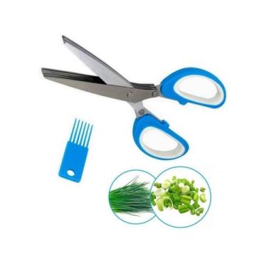 Imagem de Tesoura Mullticorte com 5 Lâminas Inox Para Cortar Picar Hortaliças Te