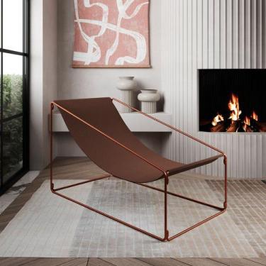 Imagem de Espreguiçadeira Industrial Arpoador Suede Cobre e Marrom - ASTURIAS