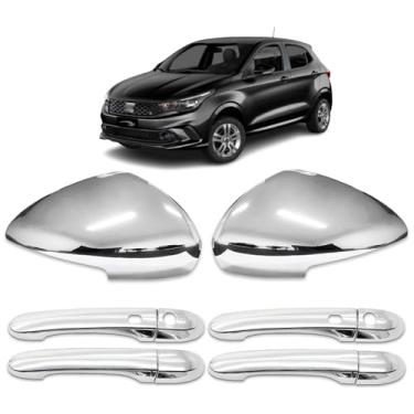 Imagem de Aplique Maçaneta Externa C/2 Keyless Par de retrovisor C/Pisca Adáptavel para Argo 2018 2019 2020 2021 2022 Kit Cromado 4 Portas
