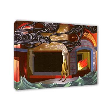 Imagem de JZSDGB Félix Labisse Impressões em tela e pôster-Famous Painting abstract Wall Art - Hommage to Gilles de Rais'Reproduções em tela - quadros emoldurados em madeira e prontos para pendurar para