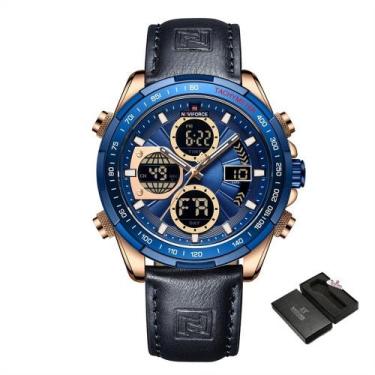 Imagem de Relógio naviforce estilo militar impermeável  luxo esportes, Azul
