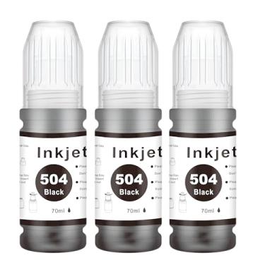 Imagem de Esiwerjob T504 Garrafa de tinta compatível com Eps 504 refil preto garrafas de tinta substituição para EcoTank L4150 L4160 L4260 L6161 L6171 L6191 L6270 (pacote com 3)