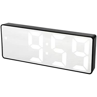 Imagem de Despertador, Espelho Digital Com Abdominais de Cabo USB e Despertador Digital de Plástico para Decoração (Mirror de casca preta retangular Luz branca)