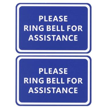 Imagem de PATIKIL Por favor, toque a campainha para sinal de assistência, 2 peças 15 cm C x 10 cm L L sinal de aviso autoadesivo para porta de casa de negócios parede janela entrada de escritório, quadro azul
