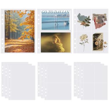 Imagem de 50 folhas transparentes para fichário A5 para cadernos de 6 anéis, organizador de armazenamento de adesivos, mangas soltas para fichário, álbum de coleção de adesivos com 3 tamanhos diferentes de