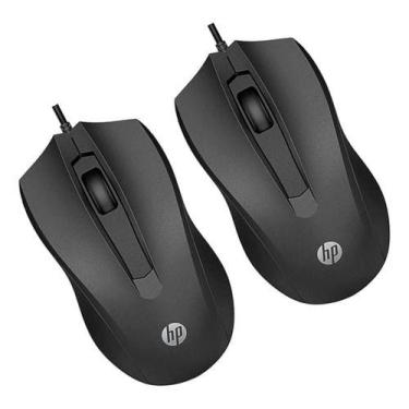 Imagem de Kit 2 Mouse Com Fio Hp 100 Usb 1600dpi Cabo 1.5m Preto