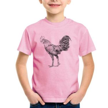 Imagem de Camiseta Infantil Galo Desenho - Foca na Moda, Rosa bebê, 10