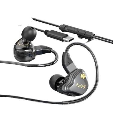 Imagem de Fones de ouvido de fone de ouvido de arame de 3,5 mm com fones de ouvido com fones de ouvido cancelando os fones de ouvido estéreo esportivo de graves,TYPE-C,Black