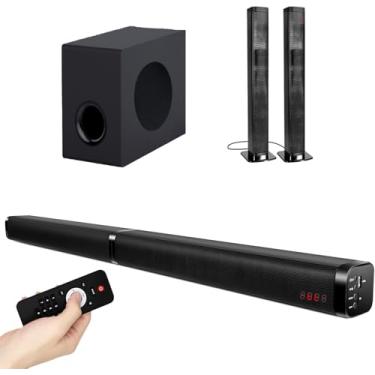 Imagem de Suporta Bluetooth Soundbar, 2.1 Canais Home Theater, Versão HDMI com Subwoofer 160×230×340 mm ﻿