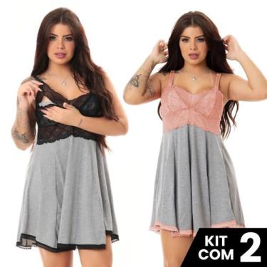 Imagem de Kit 2 Camisolas de Amamentação Viscolycra - Surreal Lingerie, Preto, R