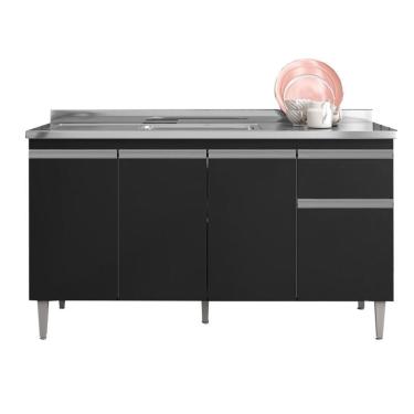 Imagem de Balcão de Pia Ambiente Tatiane 145 cm Preto Fosco - ajl