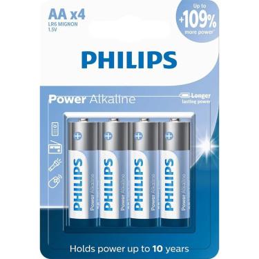 Imagem de Pilha Philips Alcalina AA 1.5V LR6P4B/59 com 4 Unidades
