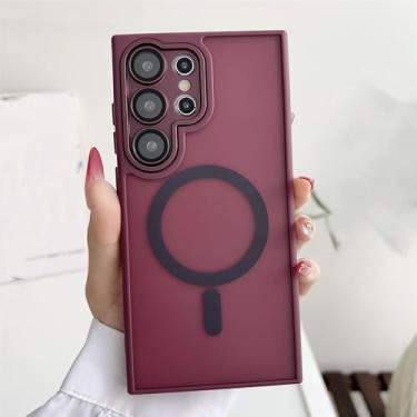 Imagem de HPQWN Para S24 Plus Matte Translúcido Case Lente Completa Câmera De Metal Capa Protetora Rígida (Para S24 Plus/Vinho Tinto)