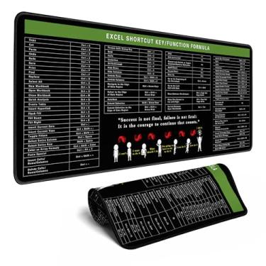 Imagem de Folha de dicas do Excel, teclado de atalho do Excel, mouse pad para jogos, acessórios de mesa, impermeável, antiderrapante, grande tapete de computador, 80 x 30 cm (folha de dicas do Excel)