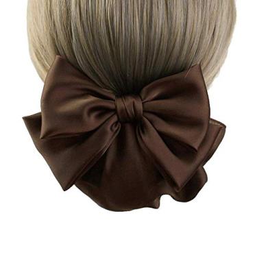 Imagem de Capa de coque para cabelo com presilha de cabelo com rede para pãezinhos, prendedor de fita com rede Chignon, capas profissionais para coque de cabelo para mulheres, laço de cabelo preto, 3 cores