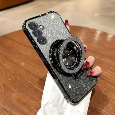 Imagem de MVVKKY Para M55 Ultra Thin Plating Tpu Glitter Stand Holder Case (Para M55/Preto SFZJ)