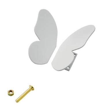 Imagem de Puxadores de móveis de latão estilo pastoral borboleta dourado preto puxadores sem perfuração quarto infantil guarda-roupa cômoda gabinete, branco, 1